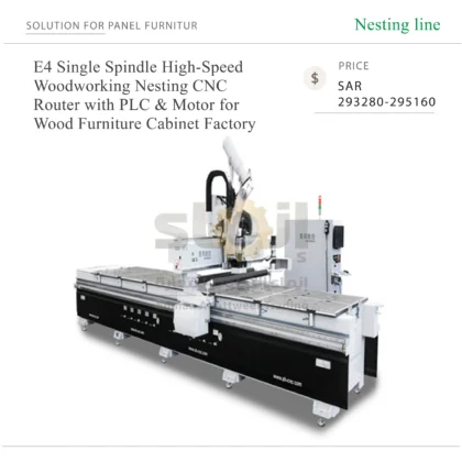 E4 Single Spindle High-Speed Woodworking Nesting CNC Router with PLC Motor Gear Pump for Wood Furniture Cabinet Factory