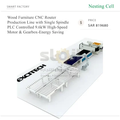 Wood Furniture CNC Router Production Line with Single Spindle PLC Controlled 9.6kW High-Speed Motor & Gearbox-Energy Saving