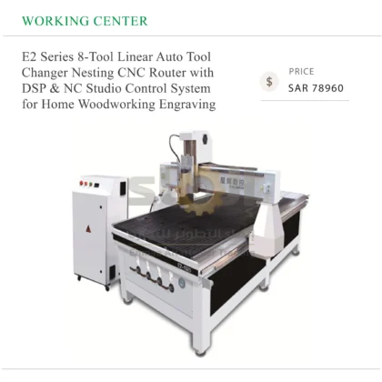 E2 Series 8-Tool Linear Auto Tool Changer Nesting CNC Router with DSP & NC Studio Control System for Home Woodworking Engraving