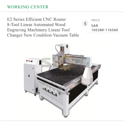 E2 Series Efficient CNC Router 8-Tool Linear Automated Wood Engraving Machinery Linear Tool Changer New Condition Vacuum Table