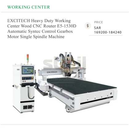 EXCITECH Heavy Duty Working Center Wood CNC Router E5-1530D Automatic Syntec Control Gearbox Pump Motor Single Spindle 3-Axis